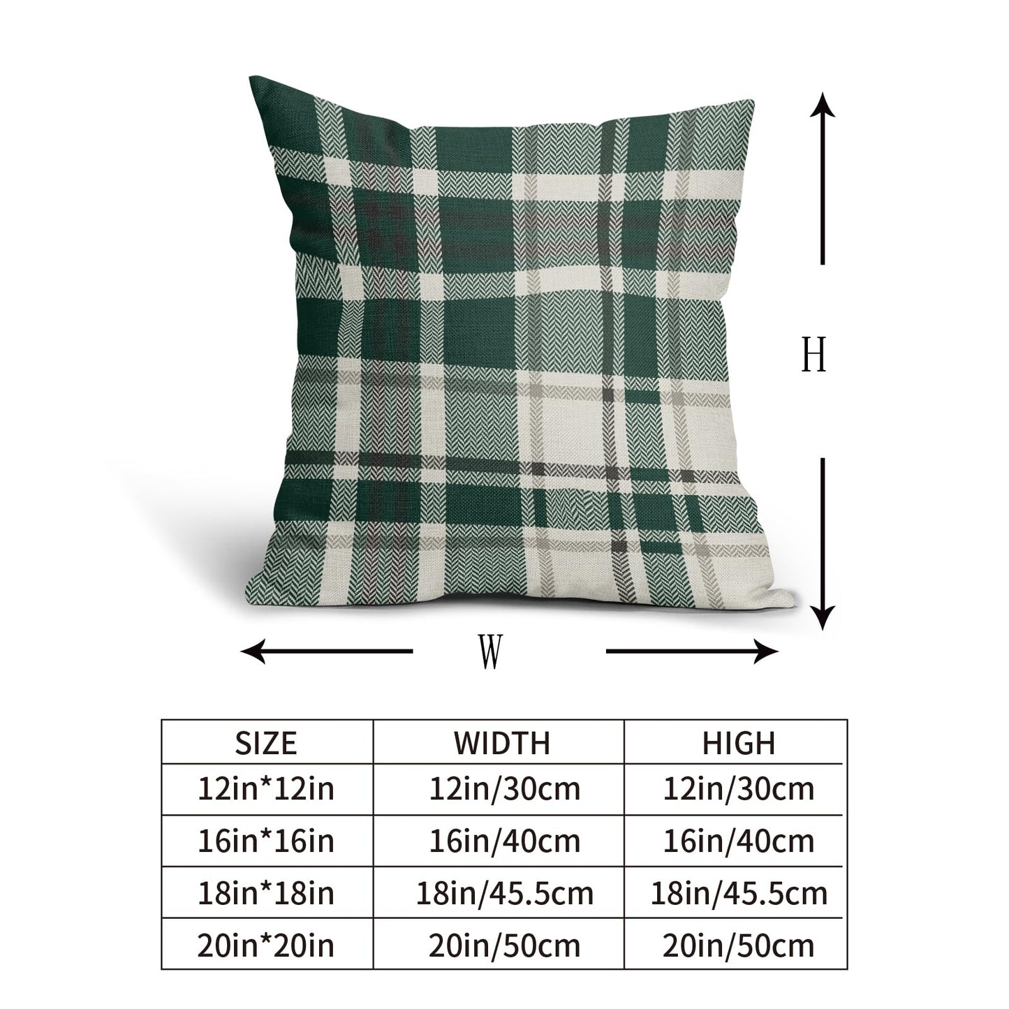 Christmas Plaid Pillow Covers 16x16 Set of 2 Forest Green Grey Buffalo Checkered Decorative Tartan Pillowcases Xmas Winter Holiday Outdoor Rustic Farmhouse Throw Cushion Case Decor for Couch Sofa Bed