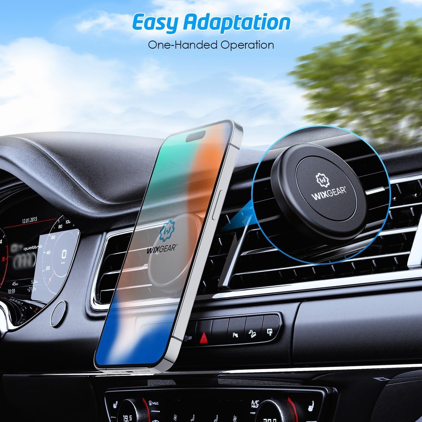 WixGear Universal Air Vent Magnetic Phone Car Mount Holder with Fast Swift-Snap Technology for Smartphones and Mini Tablets, Black 1 Pack