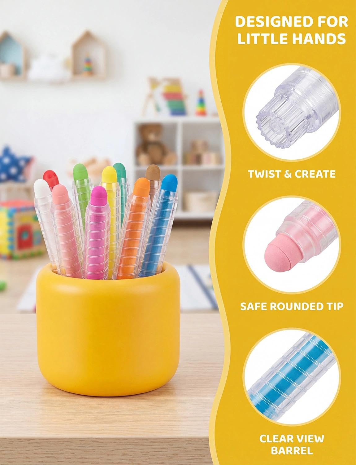 ZHBDMGK Sidewalk Chalk Set with Holder for Kids, 12Pcs Toddler Chalk in 12 Colors for Blackboard Drawing Writing Toys Gift Party Favors