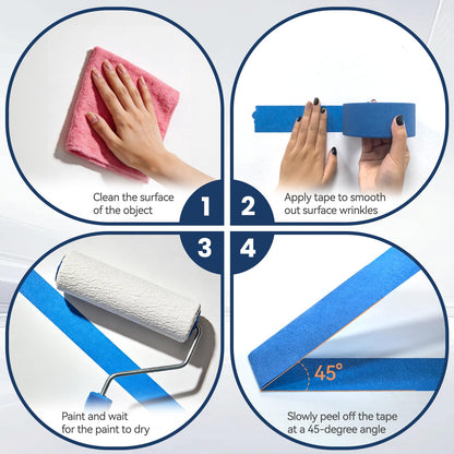 QFOUR Painters Tape 2 Inch Wide, 6 Rolls Blue Masking Tape