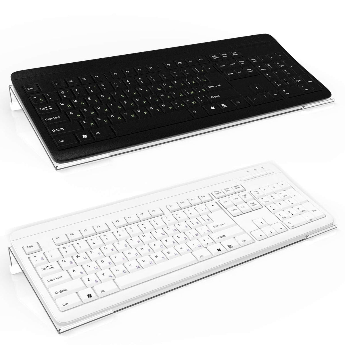 Richboom Clear Acrylic Tilted Computer Keyboard Holder for Easy Ergonomic Typing, Upgraded Version, Keyboard Stand with Silicone Anti-Slip Case for Office Desk, Home, School, Clear