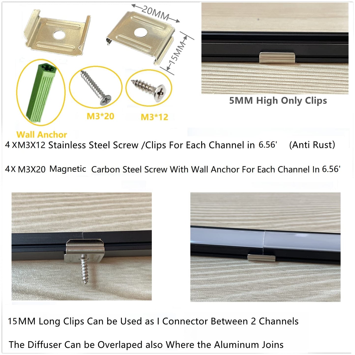 THMOOTHER LED Strip Black U Channel Diffuser 10-Pack 6.56FT,17X7.5MM Surface Mounted Tape Light Aluminum Track with Milky Cover Cabinet,Stairs,Counter,Wall Flush Installed Low Profile