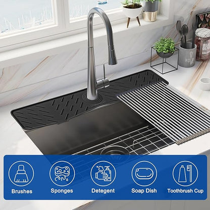 Meiliweser Faucet Mat for Kitchen Sink – 24” x 5.1” Extra-Long Silicone Splash