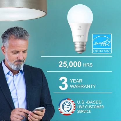 Sengled WiFi Light Bulb - Smart Bulbs That is Compatible with Google Assistant, A19 Daylight (5000K) - No Hub Required, 800LM 60W High CRI)60 Equivalent, 4 Count (Pack of 1)