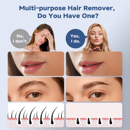 Facial Hair Removal for Women, Electric Painless Rechargeable Facial Hair Remover for Face, Lip, Chin with 2 x Replacement Heads