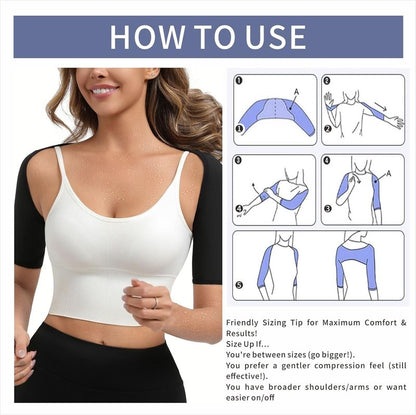 Women's Sauna Arm Slimming Sleeves - Sweat Compression Shaper Bands for Posture Support | Daily Workout Gear