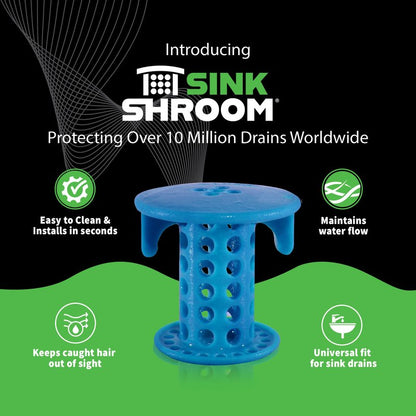 SinkShroom SSBLU988 Sink Drain Protector Hair Catcher/Strainer/Snare, Blue