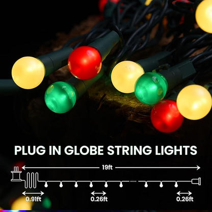 Fairy Globe String Lights - 70 LED, 19FT, Multicolor - UL Certified for Indoor/Outdoor Use - Christmas, Bedroom, Party, Tree, Holiday Decor