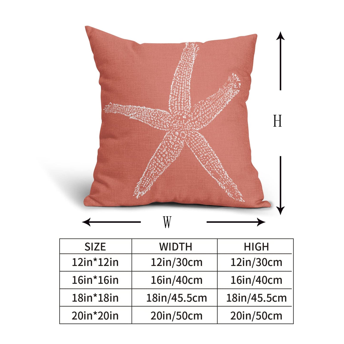 Coastal Coral Throw Pillow Covers 20x20 Inch Set of 2 Starfish Beach Nautical Pillow Covers Summer Farmhouse Pillowscase Linen Square Cushion Covers for Sofa Couch Bedroom Living Room Home Decoration