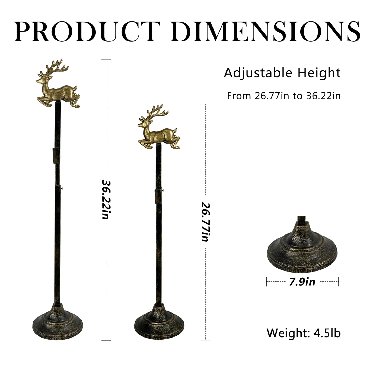 Linton Arts Adjustable Cast Iron Reindeer Wreath Stand – Front Door Wreath Hanger & Display Hook,Wreath Stands for Display, Hats & Ornaments, Christmas Holiday Doorway Decor【wreath stand】