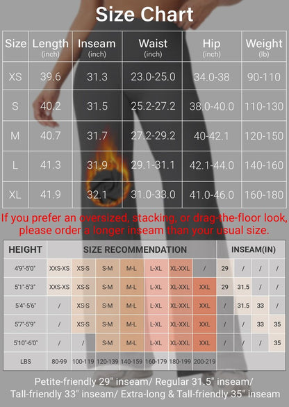 YEOREO Workout Leggings Womens No Front Seam Straight Leggings 31.5" Thin Fleece High Waist Buttery Eddiy Gym Yoga Pants Black XS