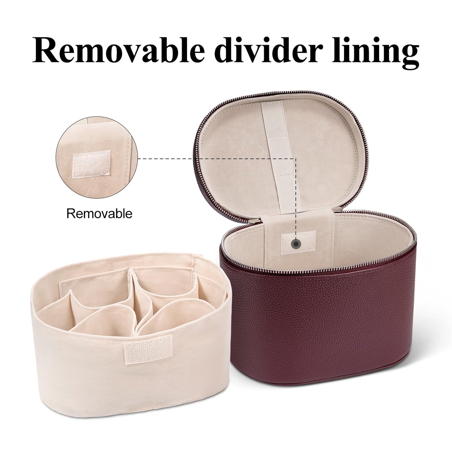 honitty Makeup Bag, Travel Make up Case with Compartments and Handle, Portable Cosmetic Organizer Bags,Toiletry Bag for Women