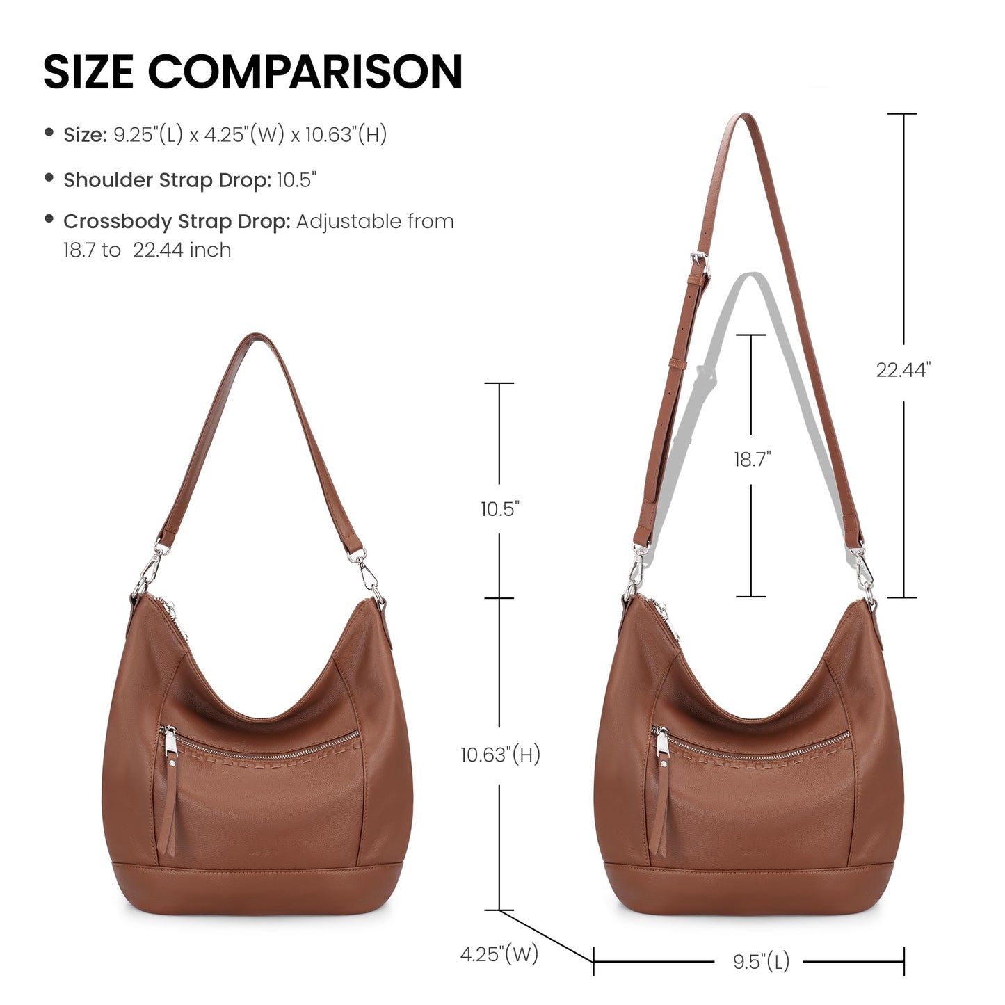 befen Brown Leather Purse for Women Trendy, Crossbody Hobo Purses for Women Soft Genuine Leather Handbags with 2 Removable Straps, Spring Purses 2026