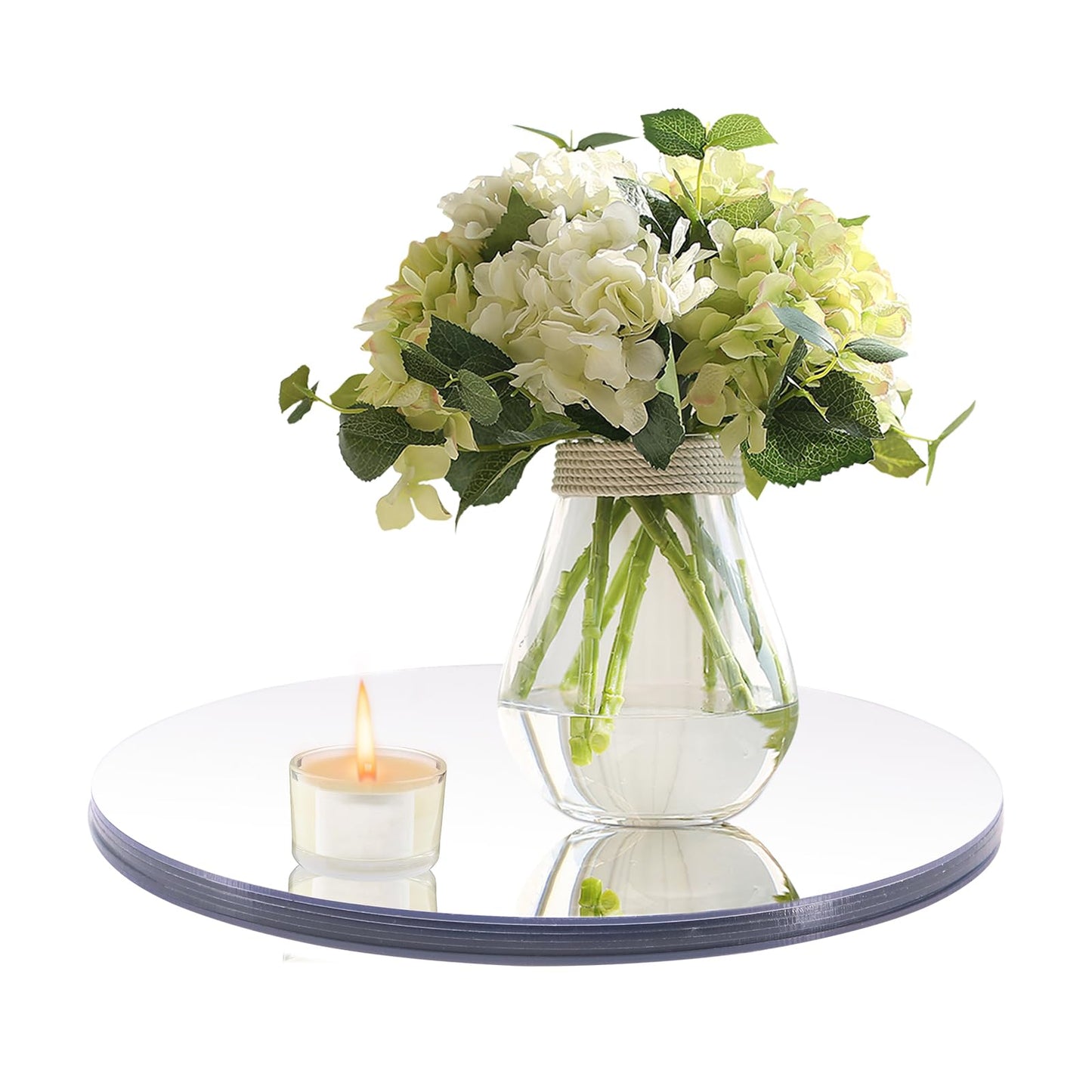 Hooshion 6 Pcs 7.87 Inch Round Mirror Candle Plate, Circle Mirror Centerpieces, for Table Centerpieces & Wedding & Christmas Decorations & Baby Shower Party (7.87'' Silver)
