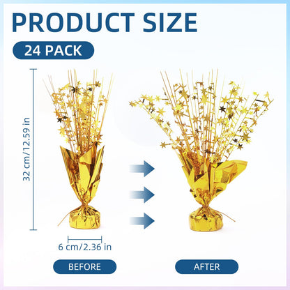 Ohiyoo 24 Pack Gold Metallic Foil Spray Centerpiece Star Table Decoration Burst Table Centerpieces for Birthday New Year Wedding Anniversary Graduation Party Supply (Gold)