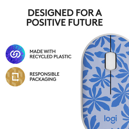 Logitech M340 Wireless Mouse with Limited Edition Prints, USB Receiver and Silent Clicks, Portable Wireless Mouse for Laptop, PC, Windows, Chrome, Surface – Floral Leaves