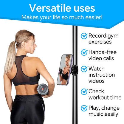 Gym Magnetic Phone Holder Mount for MagSafe【All Metal】Dual Magnetic Phone Holder for Gym Accessories Attach to Metal Surface, Gym Phone Holder Magnet for iPhone 16 15 14 13 Pro Max Gift for Men Women