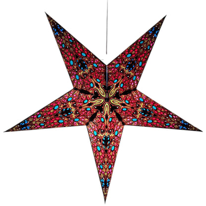 YEPSIO Lantern Lampshade Paper Star Light Shades Large 60cm Hanging Decorations for Christmas Wedding Home Decoration Birthday Party Foldable 5 Pointed Star (Purple, Creme)