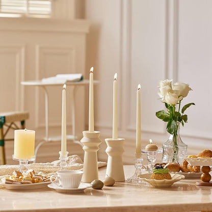 12-Inch Tall Dripless Taper Candles Set of 4 - Ivory Tapered Candles, Perfect for Wedding,Dinner - Smokeless, Unscented, Long Burning - Hand Poured, Colored Tall Candlesticks - Cream