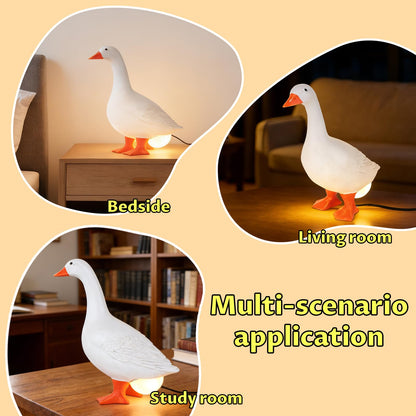 OVIDOLY 7 inches Desk Goose Egg Lamp Funny Goose Egg Resin Night Light Lifelike Table Lamp with USB Christmas Birthday Gifts (Desk Goose)