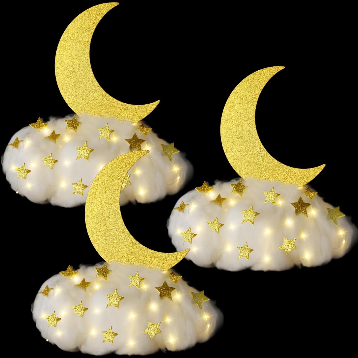 Soulchen 42 Pcs Twinkle Twinkle Little Star Table Centerpieces DIY Star and Moon Centerpieces for Baby Shower Decorations Cloud Tables Decor for Gender Reveal Birthday Party DIY Crafts (Gold)