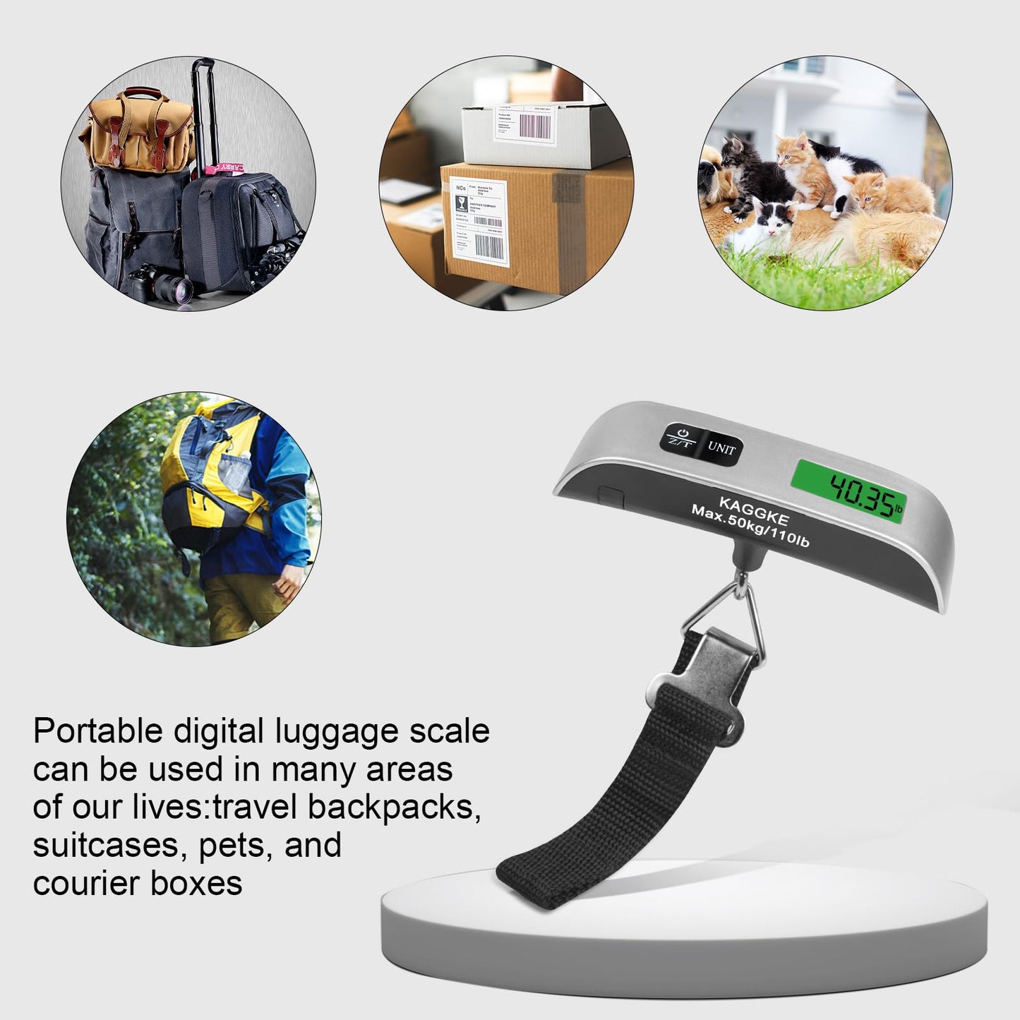 2 Pcs - silver Travel Digital Luggage Scale - Portable Baggage Scale - Suitcase Weight Scale - Ideal for Travel Scale Luggage Weight - 110LB/50KG, Includes Battery - Temperature Display Hanging Scales