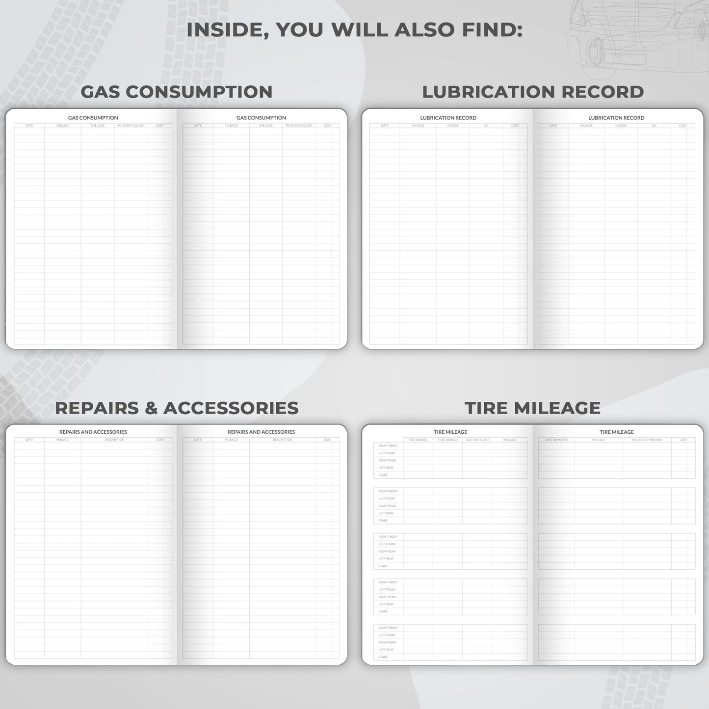 Skyline Auto Mileage Log Book – Vehicle Logbook with Expense Tracker – Driving Logger Book for Tracking Car Mileage, Expenses, Gas Consumption & Lubrication – Hardcover, A5 Size, 5.8x8.3″ (Gray)