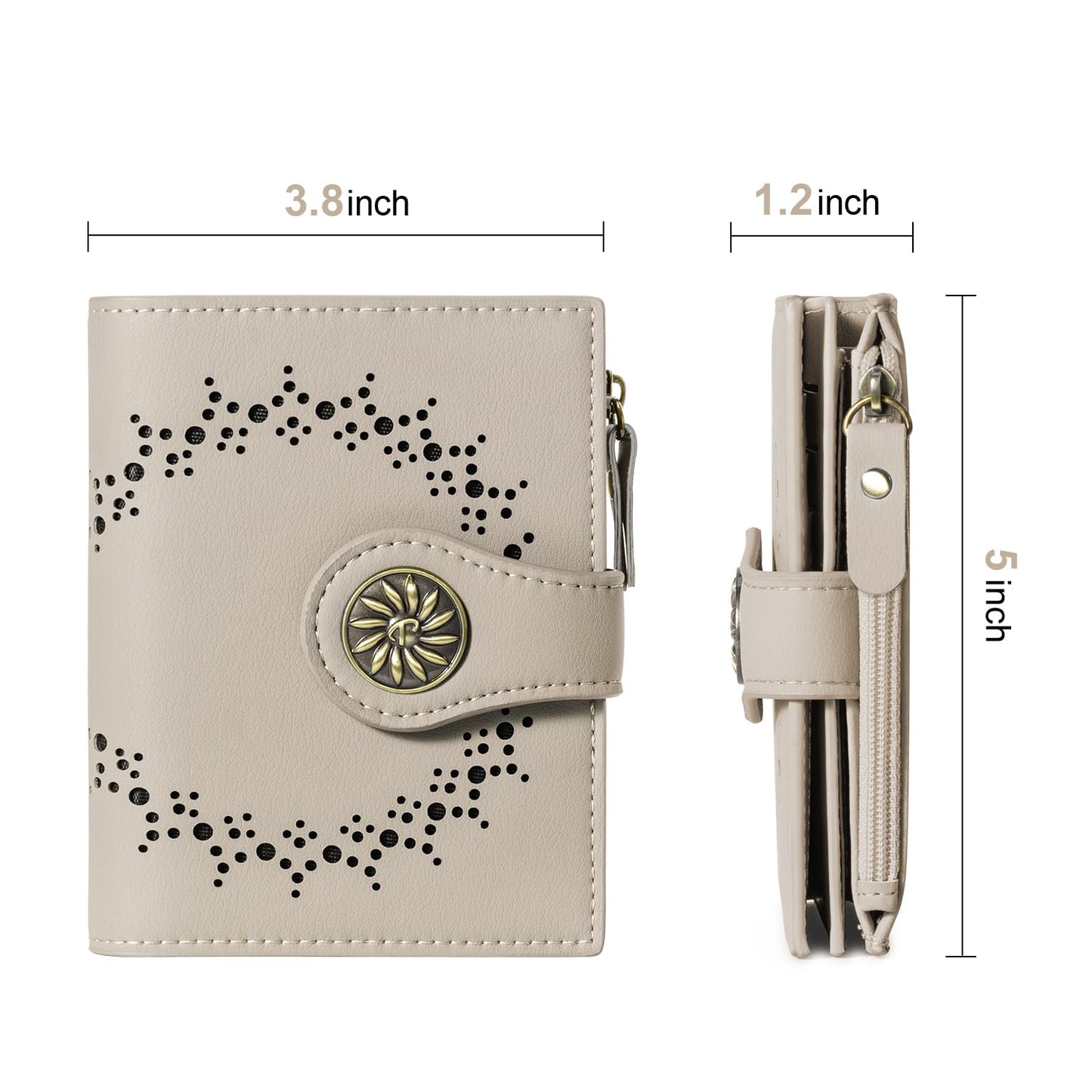 Tipmile Small Wallets Woman Leather 2 ID Windows Bifold RFID Blocking Credit Card Holder Wallet with Zipper Coin Pocket