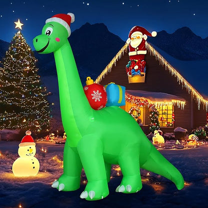 Onory 10 FT Christmas Inflatables Outdoor Decorations Inflatable Christmas Dinosaur with Build-in LEDs Blow up Holiday Decorations for Yard Garden Outdoor Indoor Decor