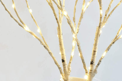Fudios Lighted Birch Branches 18IN 70 Warm White LED with Timer Twig Lights Battery Operated for Christmas Wedding Party Decoration(2 Set)