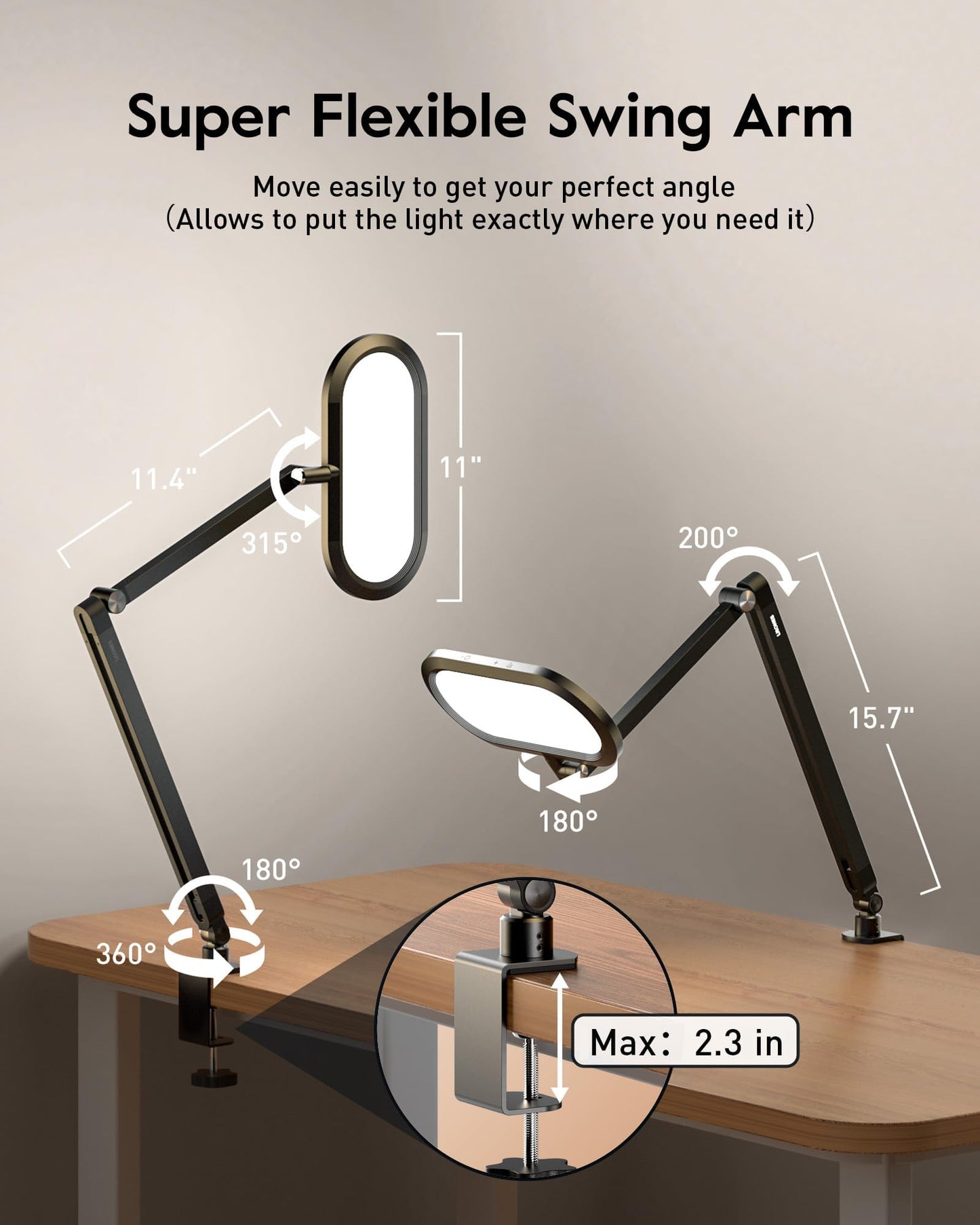 LED Desk Lamp for Home Office, Eye-Care Double-Sided Desk Light with Stepless Dimmable Knob Remote, Memory, Adjustable Arm Clip on Light for Video Recording, Zoom Call, Study, Flicker-Free, Glare-Free
