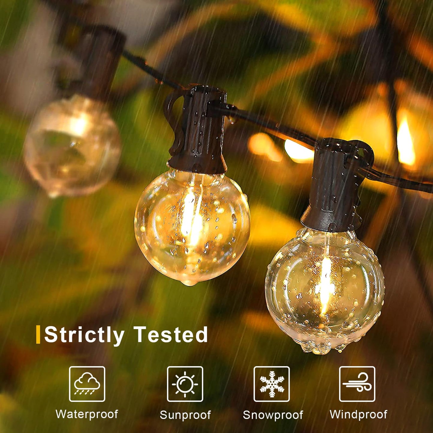 GvvooHome Outdoor String Lights 50FT, G40 LED Patio Lights with 27pcs Shatterproof Bulbs, All Weatherproof Hanging Lights for Outside Backyard Party Cafe Decor
