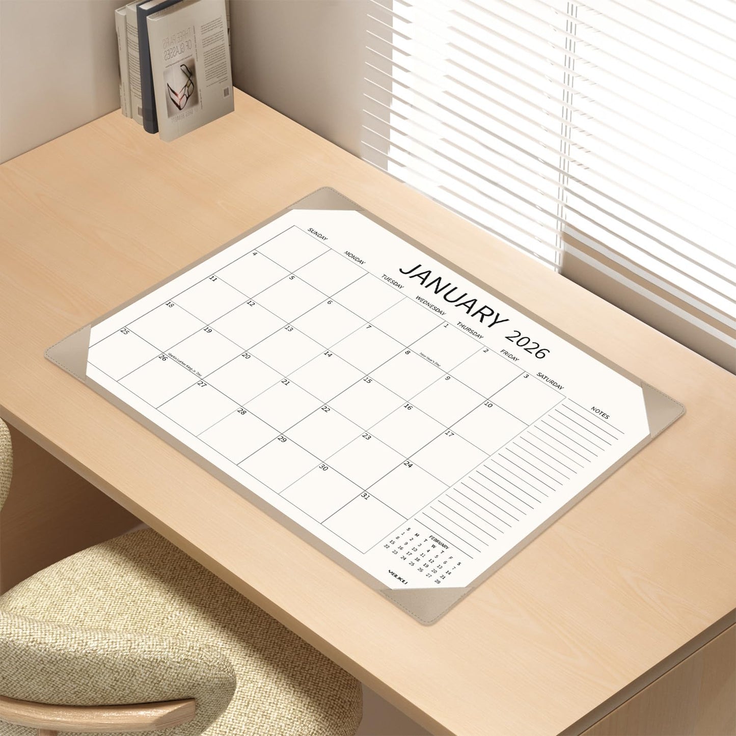 YIBUKIU Desk Calendar 2026-2027 Large 22x17 inch, January 2026 to June 2027, 18 Months Big Desk Pad Calendar with Desktop Mat and Plastic Cover for Home Office School Planning, Apricot