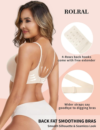 Jelly Buttery Soft Comfortable Bra for Women, Wireless Push Up Deep V Plunge Bra for Seamless Support and Lift