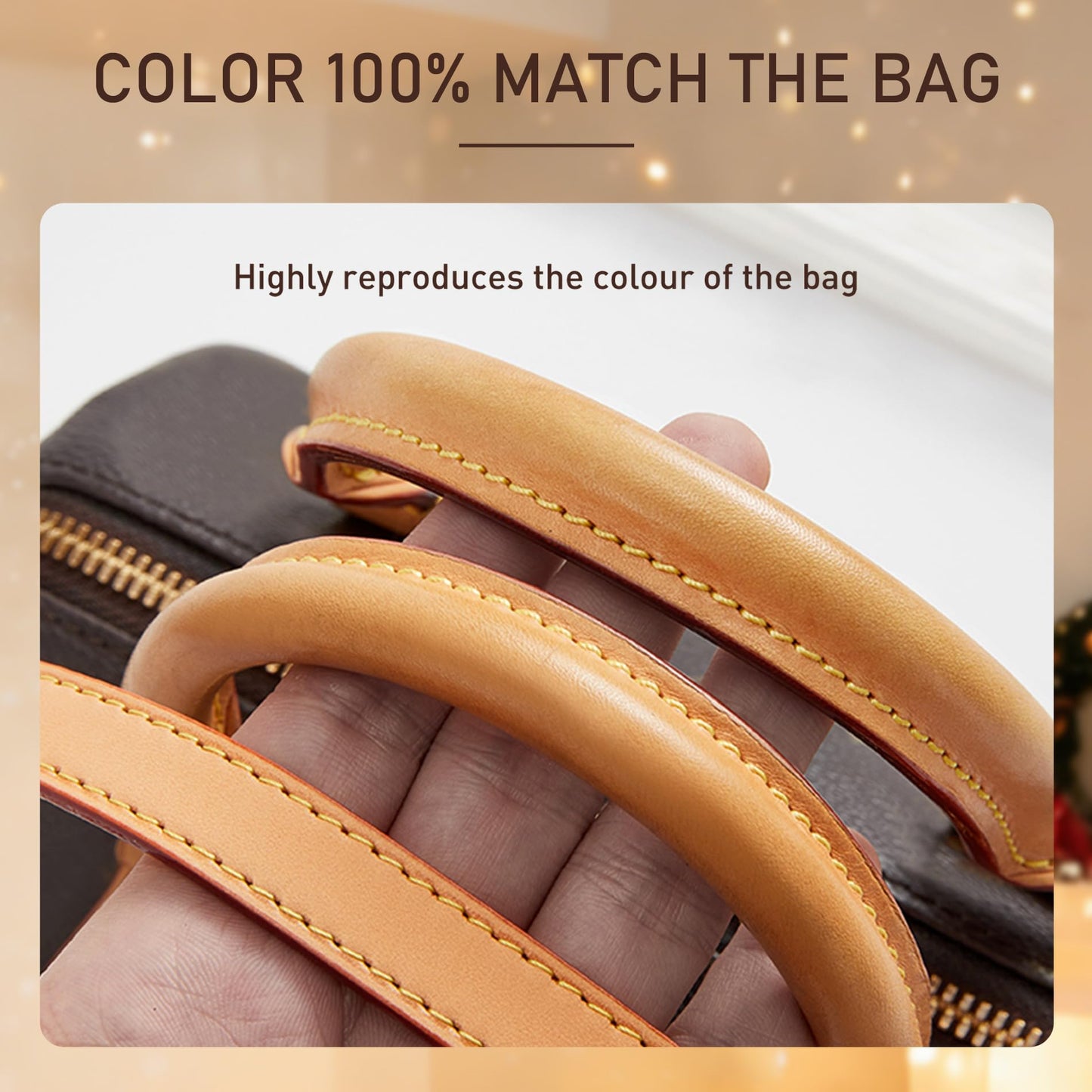 OAikor Genuine Vachetta Leather Thin Purse Straps Replacement Crossbody, Adjustable Bag Strap Shoulder Strap for Lv Speedy,Pochette,Alma,Noe,Boulogne Small Handbag,Width:0.43in/Length:47.2in,Beeswax