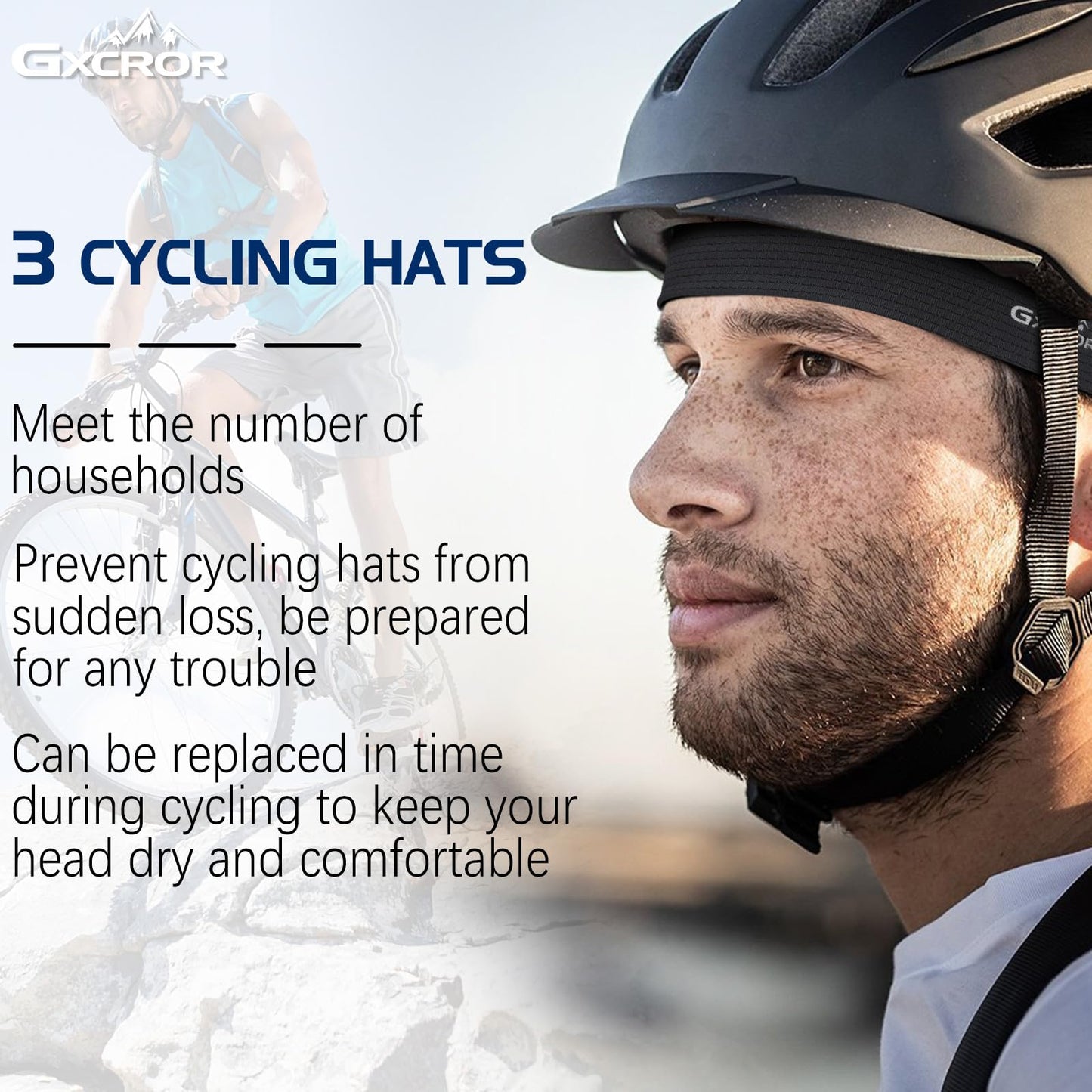 GXCROR 3 Pack Cooling Cooling Skull Cap with Sweat-Wicking & Anti-Odor Technology Quick-Dry Helmet Liner for Cycling Motorcycle Running
