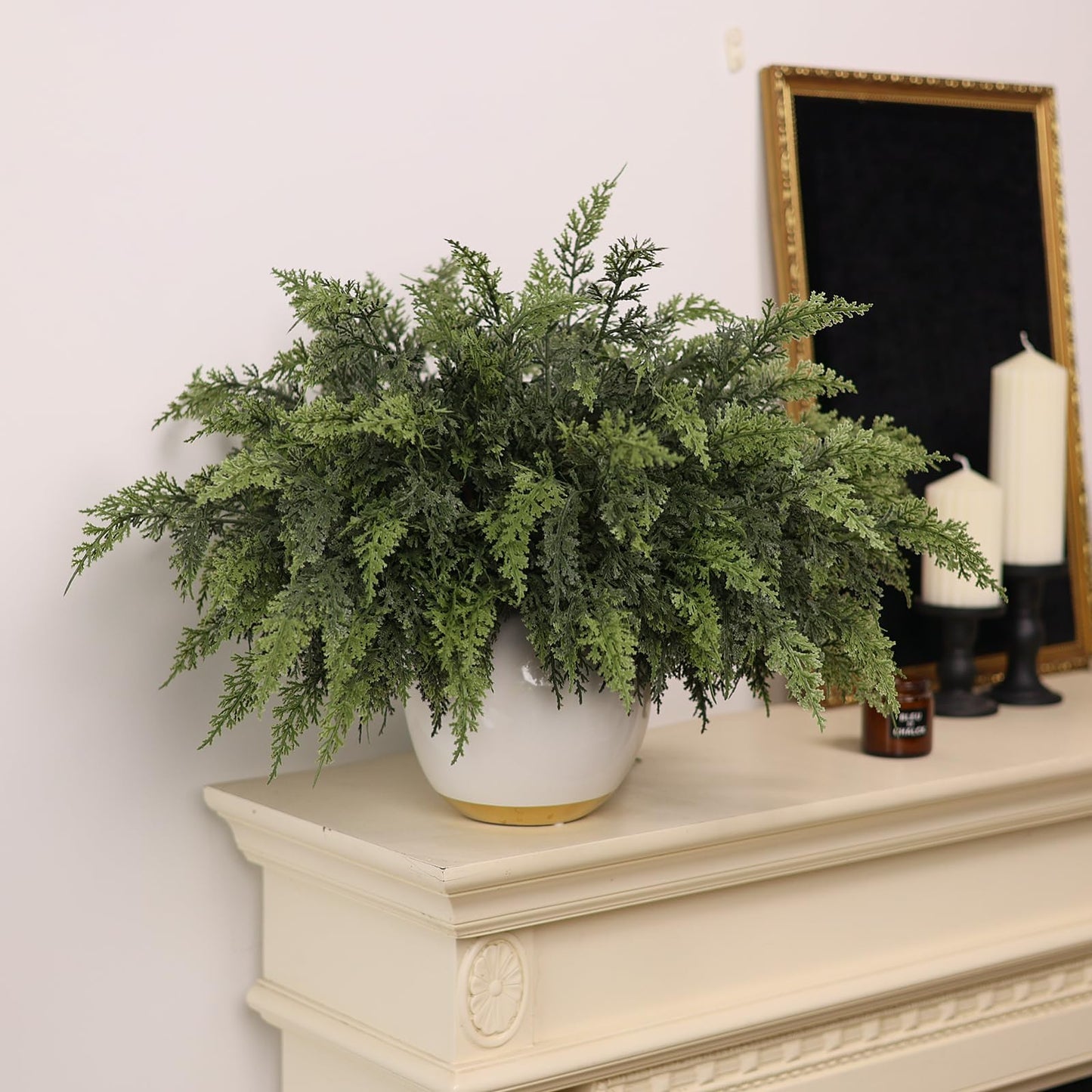GLIDLION 18" Soft Textured Cedar Branches -24 Pcs, Artificial Christmas Cedar Branch Realistic Fake Pine Picks Faux Greenery Plants Stem for Vase DIY Crafts Garland Wreath Indoor Outdoor Home Decor