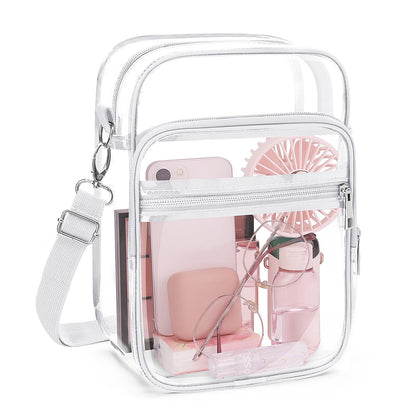 Blvornl Clear Crossbody Bag with Adjustable Shoulder Strap, Stadium Approved PVC Purse Bag, Messenger Bag