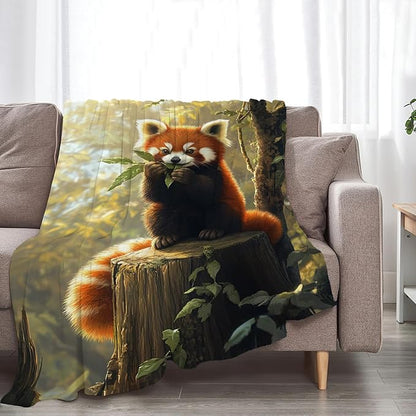 Red Panda Blanket, Pandas Gift Pictures Animal Throw Blankets, Fuzzy Plush Blanket Soft for Red Panda Lover Kids Teens Women Men Girls Boys Stuff for Bedding Sofas Couch 80"X60"