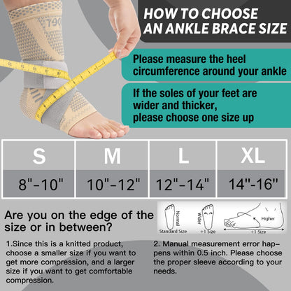 INDEEMAX Ankle Brace for Sprained Ankle Compression Sleeve, 2 Pack Copper Infused Ankle Support Brace for Women & Men, Plantar Fasciitis Relief Achilles Tendonitis, Sports Running, Skin Silver, XL