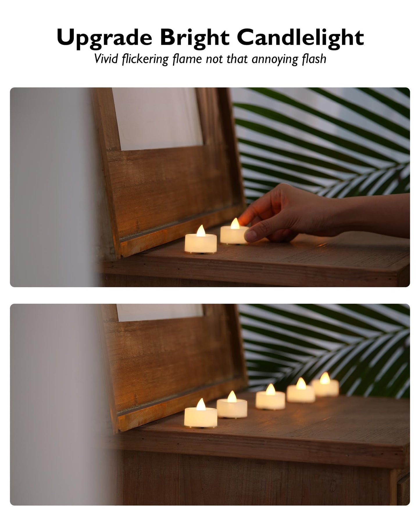 BEICHI Remote Candles, 24 Pack Timer Candle, Flameless Tea Lights Candle Battery Operated, Flickering LED Tea Lights, Timer Battery Votive Candles- Warm White- White Base