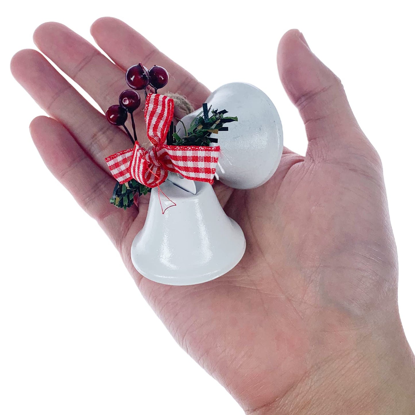 Tinsow 6 Pcs Red Christmas Bells, Tree Hanging Ornament Metal Jingle Bells for Christmas Holiday Decoration (6, White)