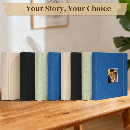Vienrose Scrapbook Album 12" x 12", Large Linen Photo Album with Writing Space, DIY Scrapbook Supplies for Wedding, Baby, Family Memories & Travel (30 sheets / 60 pages Navy Blue)