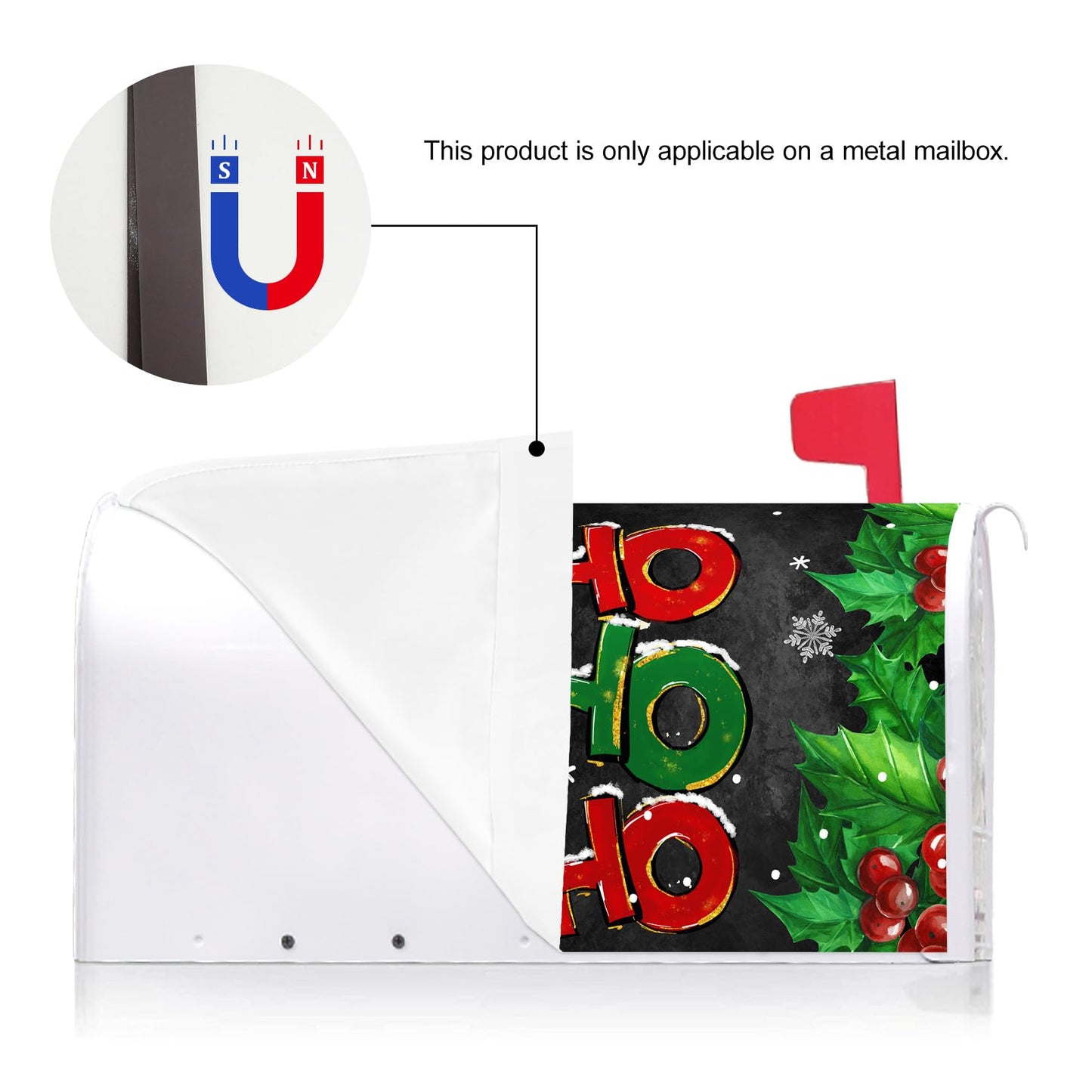Texupday Ho Ho Ho Santa Christmas Gnome Snowflakes Decoration Mailbox Cover With Magnetic Strip Winter Holiday Mailbox Wraps Post Letter Box Cover Standard Size 21" X 18" for Garden Outdoor Yard Decor