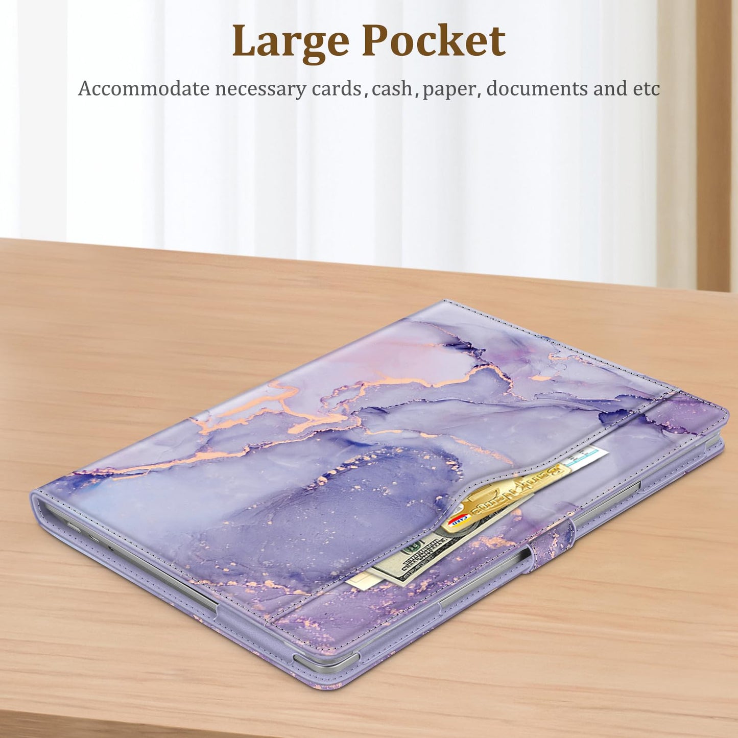 Fintie Sleeve Case for 13.8 Inch Microsoft Surface Laptop for Business 8, 13.8 Inch Surface Laptop 7, 13.5 Inch Surface Laptop 6/5/4/3/2 - Folio Book Cover with Large Pocket, Lilac Marble