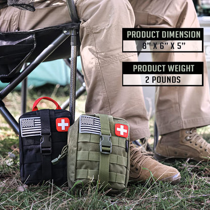 EVERLIT 250 Pieces Survival First Aid Kit IFAK EMT Molle Pouch Survival Kit Outdoor Gear Emergency Kits Trauma Bag for Camping Boat Hunting Hiking Home Car Earthquake and Adventures Red