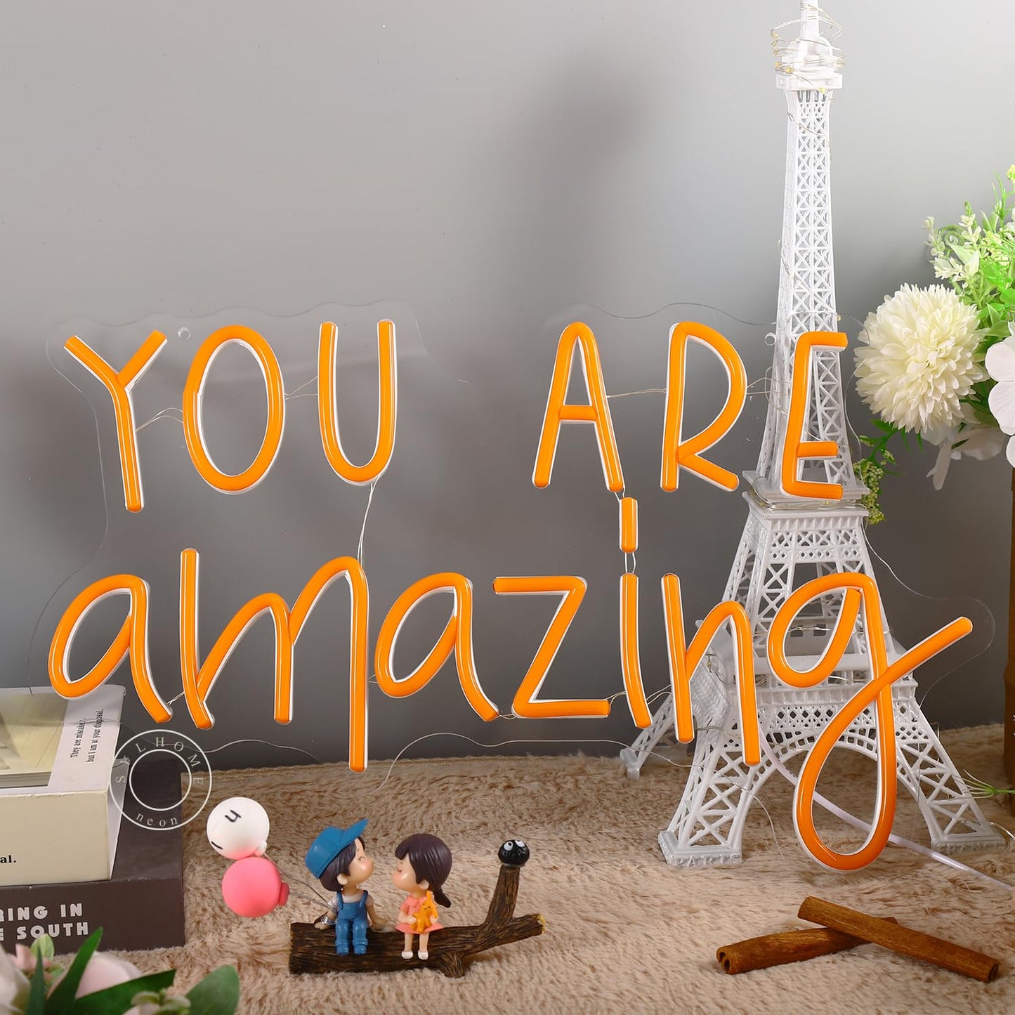 SYLHOME Orange You Are Amazing LED Neon Light Sign 5V Girls Boys Bedroom Living Room Classroom Wall Decor Sign Hanging Smart Birthday Decoration USB 16.9" X 10.6"