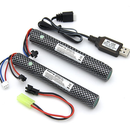 Cuzieey 2 pcs 7.4V 2600mAh Gel-Gun Battery SM2P Plug: Lipo Battery for Splatter Balls - Compatible with SRB1200, SRB400, SRB400-SUB, MP5K, M4 and M110 Water Bead Blaster