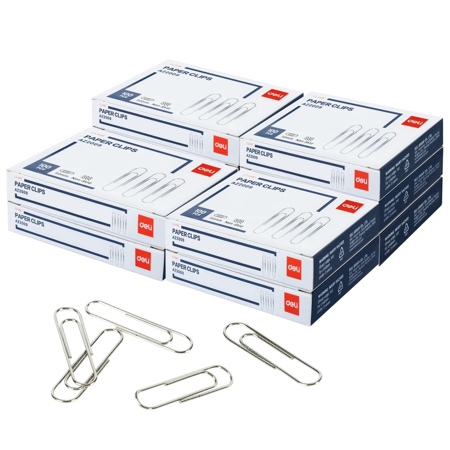 Deli Jumbo Paper Clips Nonskid, 1000 Large Paper Clips, 10 Boxes of 100 Each, Silver