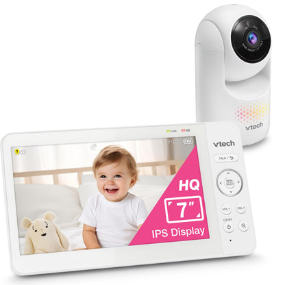 VTech [2025 Upgrade] Baby Monitor with 7" IPS Screen, Pan Tilt Zoom Camera, No WiFi Video Baby Monitor with Camera and Audio, Multi-Color Night Light, 2-Way Talk, Lullabies, Advanced HQ Max